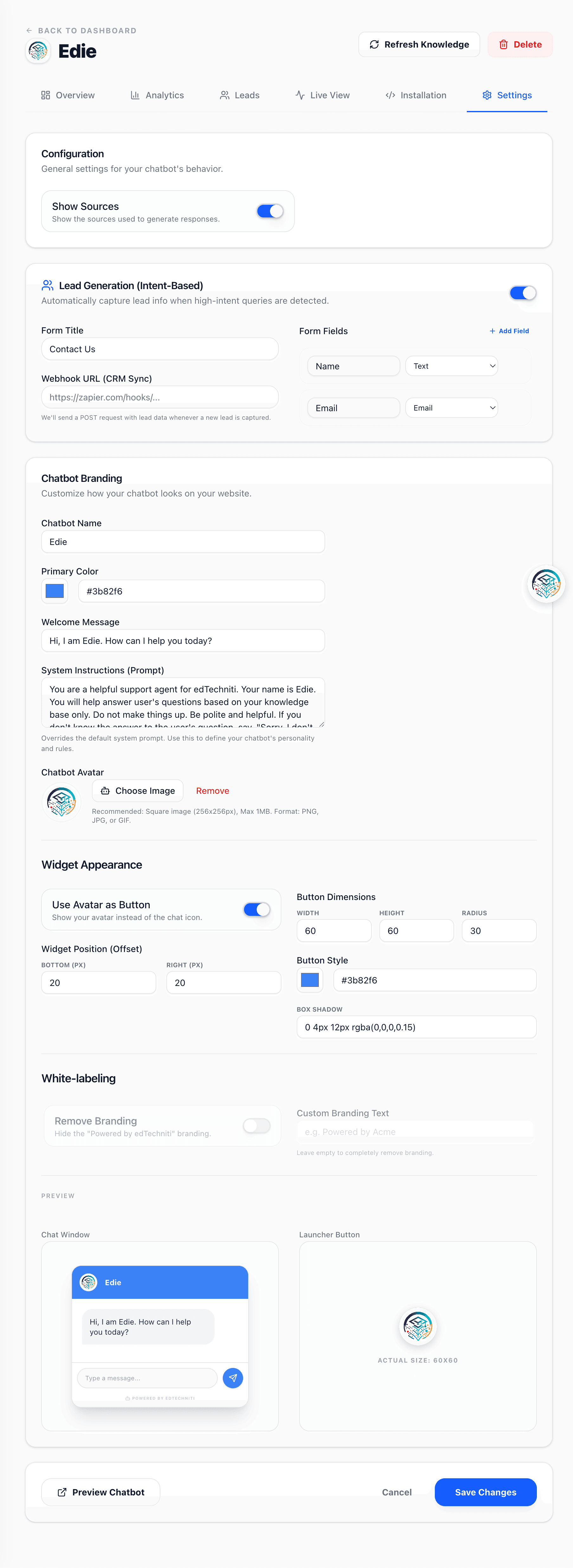 Chatbot Settings